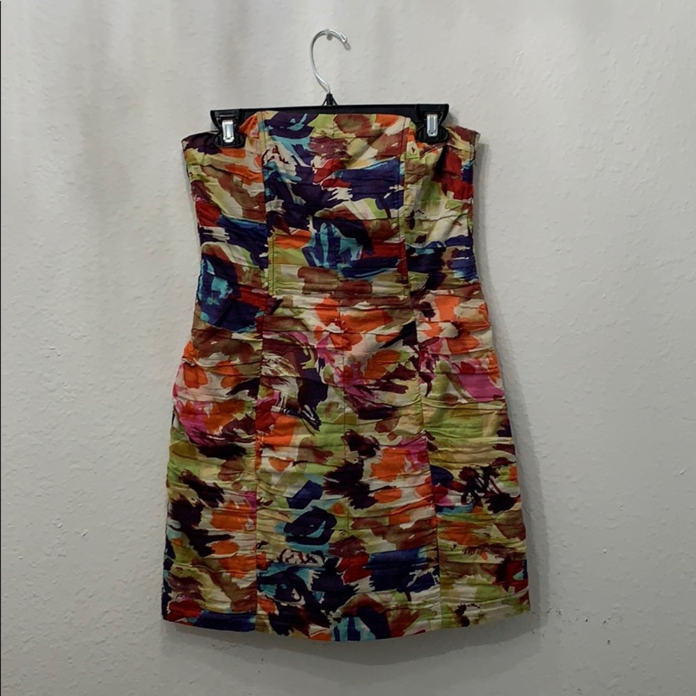 Strapless floral bodice dress